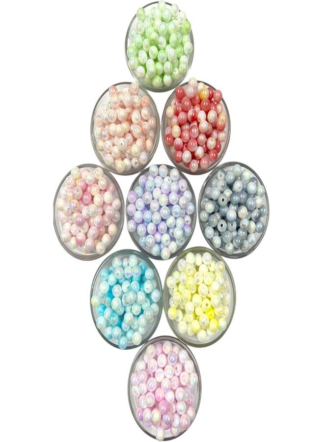 Unikart Marble Acrylic Rainbow Multicolour Pearl Beads 8mm Loose Spacer Beads with Hole for Jewelry Making, Bracelet Making, DIY Craft Work with Free Transparent Elastic Pack of 450 Pieces - Image 4
